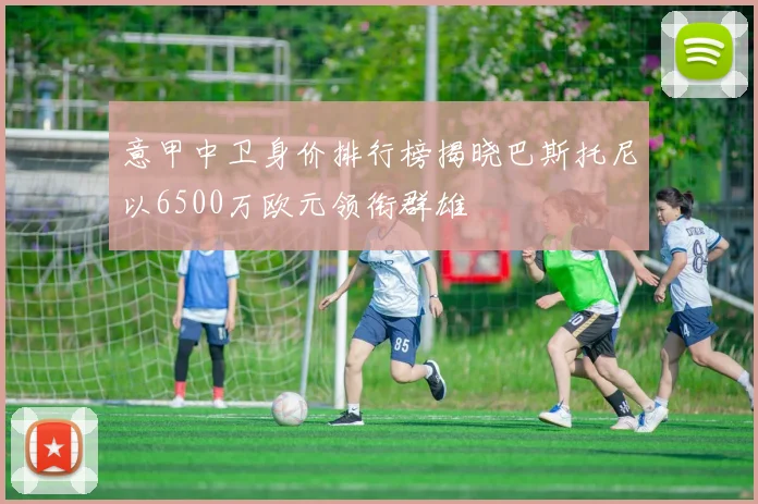 意甲中卫身价排行榜揭晓巴斯托尼以6500万欧元领衔群雄